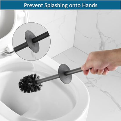 Toilet Brush and Holder 2 Pack for Two Bathrooms, Matte Black | Two complete freestanding sets equip a main bath and guest bath, or two bathrooms in one home, apartment or rental. - color: Black-2pcs