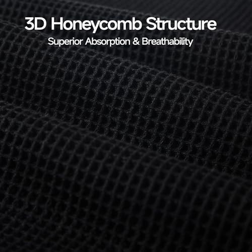 ecolook 6-Piece Waffle Weave Towel Set, 100% Cotton, Lightweight, Absorbent & Quick-Drying, 2 Bath Towels (31×63 in), 2 Hand Towels, 2 Washcloths, Lint-Free for Bathroom, Pool, Gym, Travel - Black - color: Black
