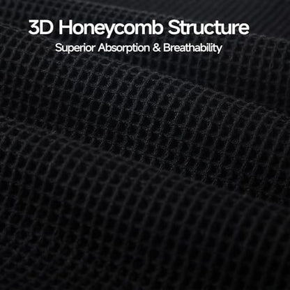 ecolook 6-Piece Waffle Weave Towel Set, 100% Cotton, Lightweight, Absorbent & Quick-Drying, 2 Bath Towels (31×63 in), 2 Hand Towels, 2 Washcloths, Lint-Free for Bathroom, Pool, Gym, Travel - Black - color: Black