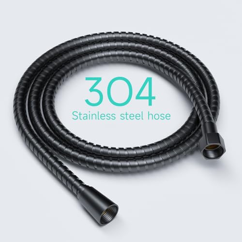 MAYYAYA Brass Ball Handheld Shower Head Holder, 59IN ShowerHead Hose, Black | Premium ABS Bracket, 360 Degree Rotatable Brass Ball, Arm Mount&Hose Connector, Black 1.5m stainless steel shower hose - color: Black