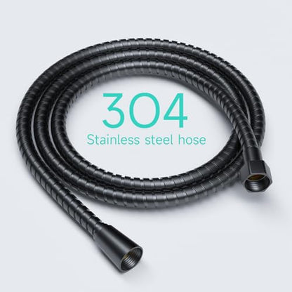 MAYYAYA Brass Ball Handheld Shower Head Holder, 59IN ShowerHead Hose, Black | Premium ABS Bracket, 360 Degree Rotatable Brass Ball, Arm Mount&Hose Connector, Black 1.5m stainless steel shower hose - color: Black