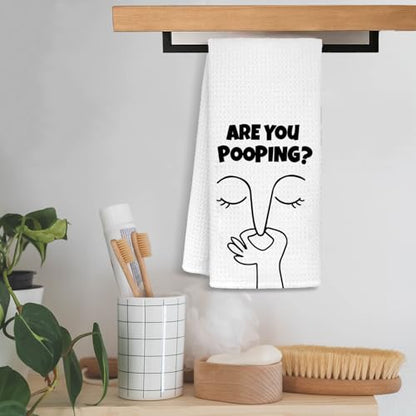 Funny Bathroom Hand Towels,are You Pooping Hand Towels | Black and White Minimalistic Bathroom for Washroom Restroom, 16x24 Inch - color: Bathroom-4