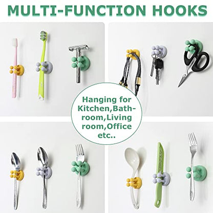4 pcs Silicone Toothbrush Holder Multi-Function Hook Waterproof self Adhesive Single Toothbrush Hook Plug Holder for Wall for Hanging Bathroom Kitchen Living Room Office - color: Green