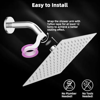 Hibbent All Metal 10x9 Inch Shower Head, High Pressure Stainless Steel Rain Showerheads, Bathroom Rainfall Showerhead with Ultra-thin Design, Adjustable Brass Ball Joint, Silicone Nozzles, Chrome - color: Chrome, size: 10 Inch