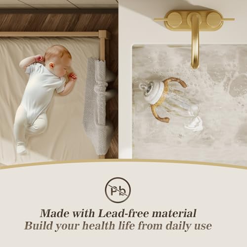 Phiestina Brushed Gold 4 Inch 2 Handle Centerset Lead-Free Bathroom Faucet 2 Pack, Swivel Spout with Copper Pop Up Drain and 2 Water Supply Lines,BF15-1-BG-2PACK - color: Brushed Gold-2pack
