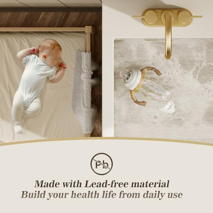 Phiestina Brushed Gold 4 Inch 2 Handle Centerset Lead-Free Bathroom Faucet 2 Pack, Swivel Spout with Copper Pop Up Drain and 2 Water Supply Lines,BF15-1-BG-2PACK - color: Brushed Gold-2pack