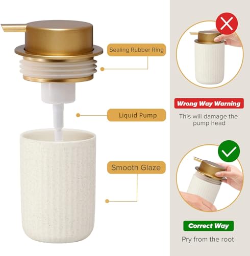 Soap Dispenser Ceramic with Easy-to-Press Pump Hand Lotion Liquid Soap Dispenser for Bathroom Kitchen - color: Liquid-stripe