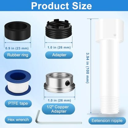 Four in One Tub Spout Adapter, Bath Tub Spout Kit Compatible with 1/2'' Copper Pipe, for 1/2'' and 3/4'' Pipe Thread, Slip on Adapter Kit with Assembly Tool
