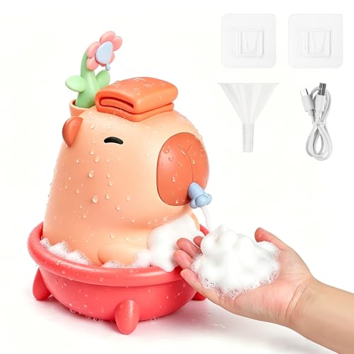 Cute Soap Dispenser - Pink Kids Automatic Foam Hand Soap Dispenser Touchless,Wall Mount Waterproof USB Rechargeable, 9.5oz for Bathroom, Office, Hotel, Hospital, Preschool Children - color: Pink Capybara
