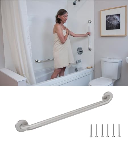 HEALTHCRAFT Easy Mount Grab Bar 42", ADA Stainless Rail - Knurled Stainless | Concealed screws, clean install, compatible with Easy Mount Anchor - color: Knurled Stainless Steel, size: 42" Inch