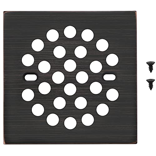 RRAJJ Square Improve 4-1/4 Inch(108mm*108mm) Screw-in Shower Floor Drain Grate Strainer (Oil Rubbed Bronze) - color: Oil Rubbed Bronze