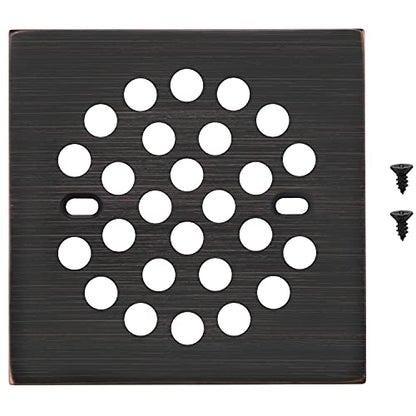RRAJJ Square Improve 4-1/4 Inch(108mm*108mm) Screw-in Shower Floor Drain Grate Strainer (Oil Rubbed Bronze) - color: Oil Rubbed Bronze