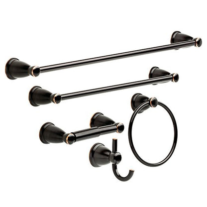 Franklin Brass 5-Piece Oil Rubbed Bronze Bathroom Set (2) Towel Racks, Ring, Toilet Paper Holder, Hook | Kinla Bath Accessories - color: Oil Rubbed Bronze, style: 5-Piece Bath Accessory Set