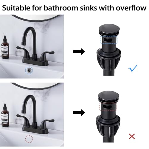 HOTIS Matte Black 4-Inch Centerset Bathroom Faucet, 2-Handle 3-Hole Sink Faucet with Pop-up Drain & Supply Lines, HT-BF201 - color: Matte Black
