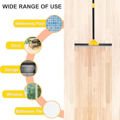 Heavy Duty Floor Squeegee with 50.8" Metal Long Handle for Concrete, Tile, Bathroom Glass & Window Cleaning - 17" Rubber Blade Removes Garage & Shower Standing Water