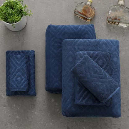 Smuge 18-Piece Bath Towel Set, Include 6 Bath Towel Sheets, 6 Hand Towels and 6 Washcloths - Highly Absorbent Quick Dry 100% Microfiber,Ultra Soft Bathroom Towel Set (Navy Blue) - color: Navy Blue, size: 18 Pcs Bath Towel Set