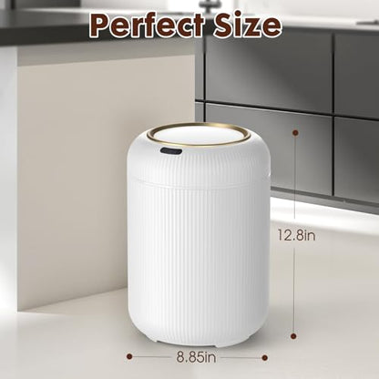 Procade Motion Sensor Trash Can with Lid, 3 Gallon Electric Bathroom Garbage can, Small White Wastebasket Touchless Trash Bin,Automatic Mini Trashcan for Bedroom,Toilet, Office, rv, Living Room - color: White