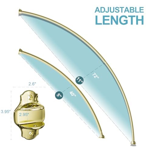 Chrsouly Curved Shower Curtain Rod, Adjustable 40-72 Inches Curved Shower Rod, Rust proof Expandable Curved Shower Rods for Bathroom, Bathtub, Need to Drill, Gold - color: Gold
