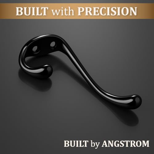 ANGSTROM 5-Pack Double Coat and Hat Hook, Wall Mounted with Screws (Matte Black) - color: Matte Black