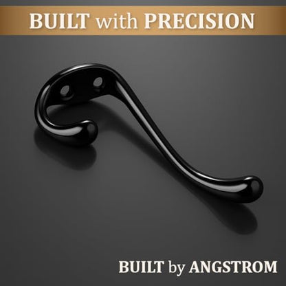 ANGSTROM 5-Pack Double Coat and Hat Hook, Wall Mounted with Screws (Matte Black) - color: Matte Black