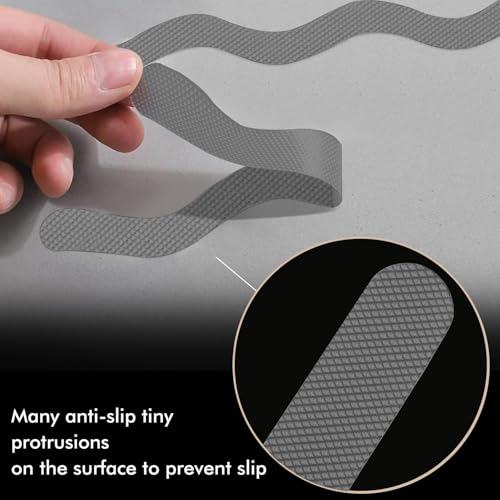 24 PCS Anti Slip Shower Stickers, Safety Bathtub Non Slip Strips, Adhesive Decals Anti Skid Tape with Scraper for Tub, Shower, Floor, Stairs, Steps - color: Gray