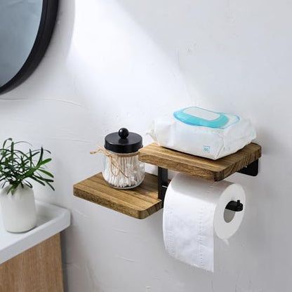 Toilet Paper Holder - Adhesive Farmhouse for Wipes&Cell Phone&Fragrance - color: Charcoal Brown