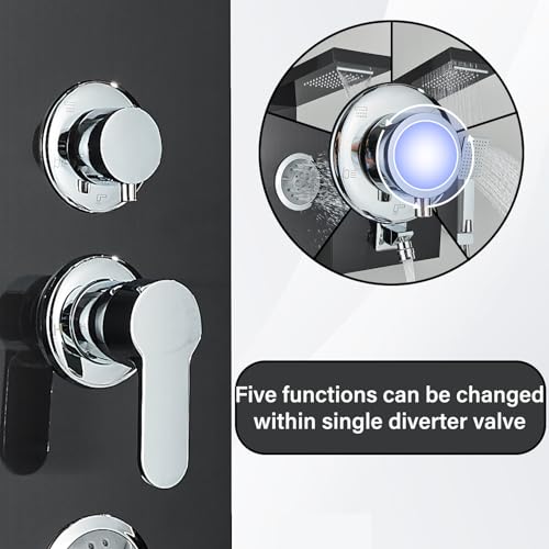 AlenArt Shower Panel Tower System, Multi Function Shower System with Body Jets, Handheld Sprayer, Rainfall Waterfall Shower Head and Tub Spout Stainless Steel Wall Mount Shower Panels Black - color: Black