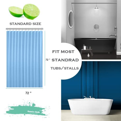 Baby Blue Plastic Shower Curtain Or Liner, 72x72 Inch Lightweight Cream Blue Plastic Bathroom Shower Showroom Inner Curtain with Rustproof Metal Grommet Holes and Weighted Magnets - color: D04-sky Blue, size: 72"W x 72"L (Pack of 1)