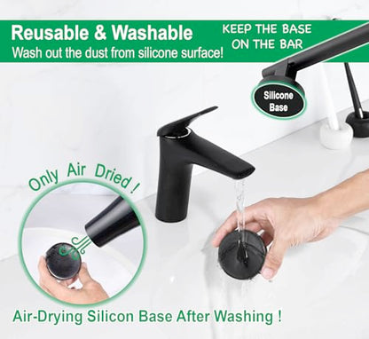 Upgrade 17.7inch Black Shower Slide Bar w/ Vacuum Suction Cup,Reusable & Removable Handheld Shower Head 360°Adjust,Hassle-Free Install for Bathroom Wall Mount,Stainless Steel,No-Drill Renter Friendly - color: Matte Black