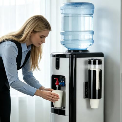 Cup Dispenser for 4oz–7oz Water Cooler & Mouthwash Cups | Bathroom Cup Dispenser,Wall Cup Holders for Most Occasions,Paste or Screw Install - color: black