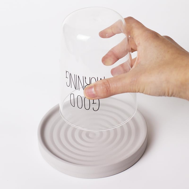 Home Bathroom Kitchen Use Diatomite Round Tray Ceramic Fast Dry Soap Holder (One Unit Light Grey) - color: Light Grey