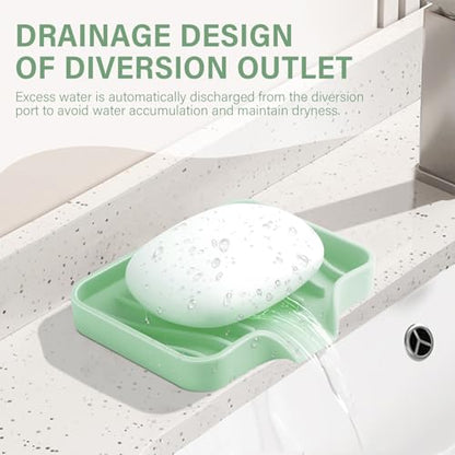 2PCS Self Draining Soap Holder,Spofit Silicone Soap Dish, Suitable for for Kitchen, Bathroom, Shower, Bath Tub,Soap Container (Light Green) - color: Light Green