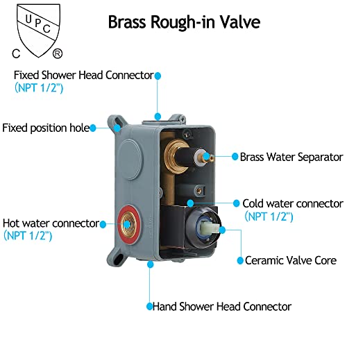 Oil Rubbed Bronze Shower System 8 Inch Bathroom Rain Mixer Shower Combo Set Wall Mounted Rainfall Shower Head and Handheld System Shower Faucet Set Rough-in Valve Body and Trim Kit - color: Oil Rubbed Bronze, size: 8 Inch