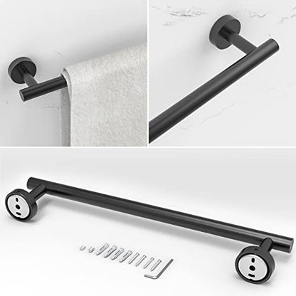 RARXTR 6 PCS Bathroom Hardware Set, Including 16" Hand Towel Bar, Toilet Paper Holder, Towel Ring, Robe Towel Hooks, Bathroom Accessories Kit(Matte Black) - color: Matte Black, size: 6-Piece