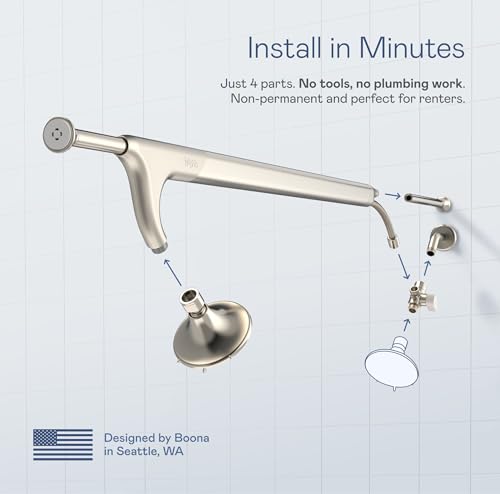 BOONA Tandem Shower as seen on Shark Tank | Dual Shower Head for Couples | Brushed Nickel, One Showerhead - color: Brushed Nickel, size: One Showerhead