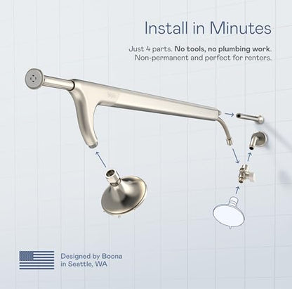 BOONA Tandem Shower as seen on Shark Tank | Dual Shower Head for Couples | Brushed Nickel, One Showerhead - color: Brushed Nickel, size: One Showerhead