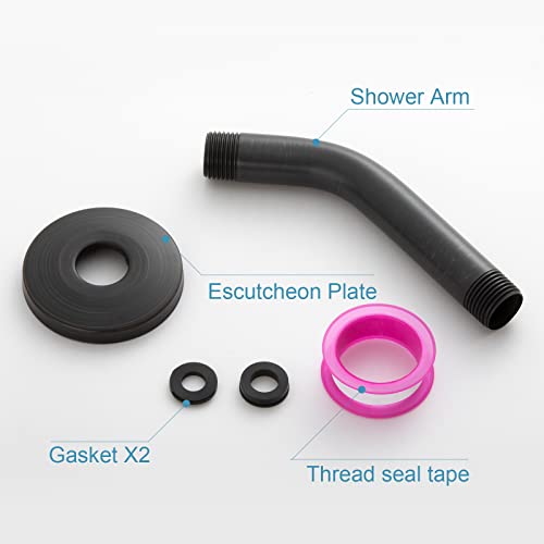 OFFO Shower Arm with Flange, 6 in Oil Rubbed Bronze Wall Mount Replacement Angle Shower Head Arm Wall-Mounted For Fixed Shower Head & Handheld Showerhead - color: Oil Rubbed Bronze, style: 6 in