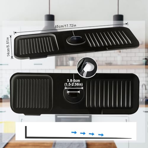 Sink Splash Guard Silicone Sink Faucet Mat Sink Accessories | for Kitchen, Bathroom, Sink Sponge Holder (Black) - color: Black
