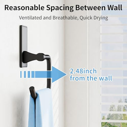 Towel Ring, Bathroom Hand Towel Holder,Metal Towel Hangers Wall-Mounted Hand Towel Rack for Bathroom, Easy to Adhesive, Matte Black - color: Matte Black, size: C-Shape(1-pack)