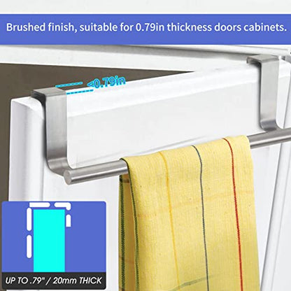 Mziart Modern Towel Bar with Hooks for Bathroom and Kitchen, Brushed Stainless Steel Towel Hanger Over Cabinet (9 inch) - size: 9 inch