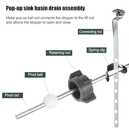 2pcs Bathroom Sink Stopper Replacement, Lavatory Pop up Center Piece Assembly with Pivot Rod Compatible with Price Pfister & Other Popular Brands for Models PS2673 PS469 PSB327 (Gray)