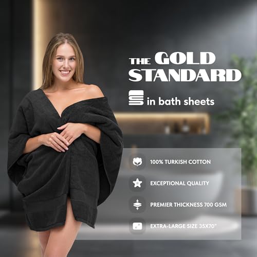 White Classic Luxury Soft Black Bath Sheet Towels - 650 GSM Cotton Luxury Bath Towels Extra Large 35x70 | Highly Absorbent and Quick Dry | Hotel Collection Extra Large Bath Towels Oversized, 2 Pack - color: 04: Black