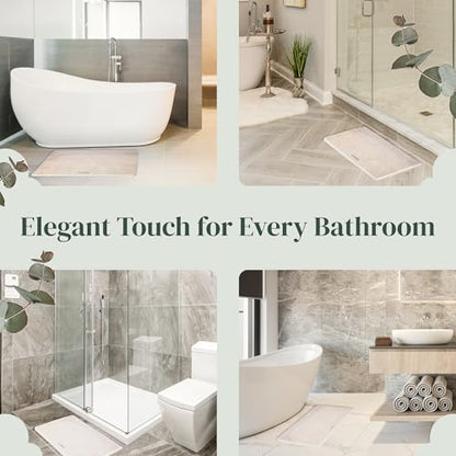 ROHKEX Stone Bath Mat - Diatomaceous Earth, Beige, 24x15, Non-Slip | Diatomaceous earth stone mat - fast-dry, absorbent, non-slip - Use for bathroom, shower & sink, easy clean - color: Beige