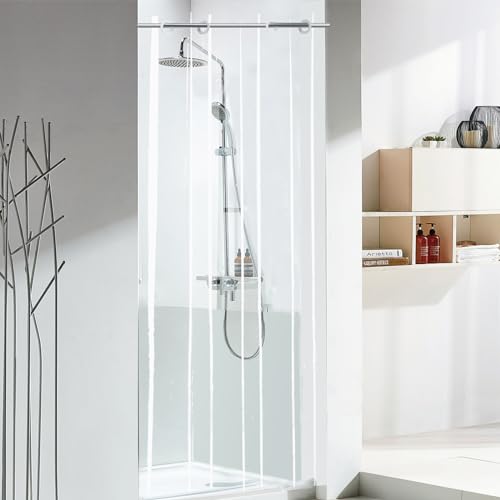 No-Hook Clear 36x84 Shower Curtain Liner Weights, for Shower Stalls | Half Size PEVA Plastic Vinyl Waterproof Heavy Duty Hook Free Curtain for RV Shower Stall - color: Clear, size: 36"W x 84"L (Pack of 1)