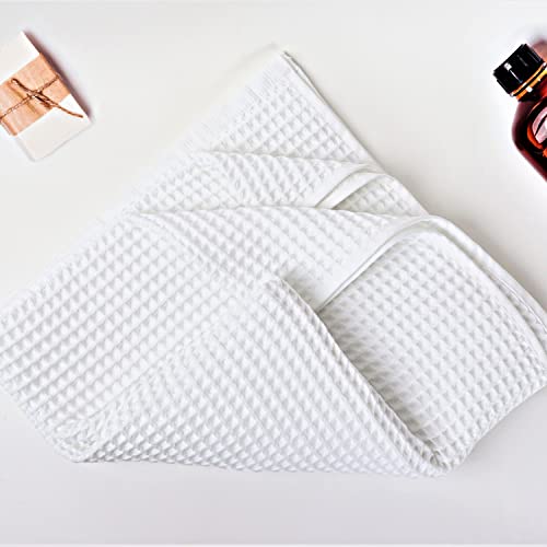 PÜSKÜL - Waffle Weave Bath Towel Organic 100% Turkish Cotton Ring Yarn 32X63 Inches 1-Pack | Stone White, 32x63" Bath Sheet Towel, Soft Absorbent Quick-Dry Lint-Free Premium Honeycomb Weave Oeko-Tex Made in Turkiye