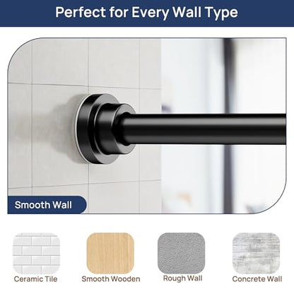 ENJOYBASICS 2 Pack Tension Curtain Rod, 32-66" Adjustable, Stable, Black | Secure Hold with Strong Spring & Non-Slip Ends, No-Drill, No Tools, Sag-Resistant, Waterproof, Fits Windows, Showers & Closet - color: Black, size: 32-66"