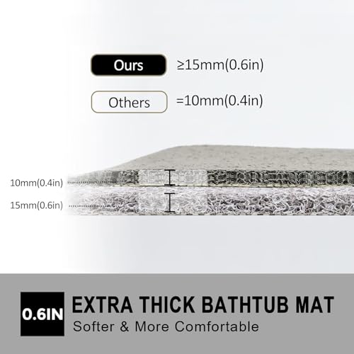 Nonslip Bathtub Mat, Anti Slip Bath Mat 0.6" Extra Thick, Quick Dry Bath Tub Anti Slip Shower Mat, Loofah Non-Slip Bath Mat for Tub Bathroom Pool Kitchen Entryway Home Hotel(Light Gray 16x27) - color: Light Grey, size: 27" x 16" (Rectangular)