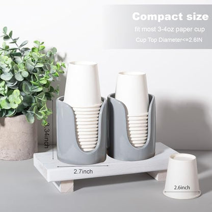 Ceramic Bathroom Cup Dispenser, Fits 3–4 Oz Cups, 2 Pack, Grey | Small Countertop Cup Holder for Mouthwash & Rinsing – Non-Slip Base, Easy-Access Design, Kitchen & Bathroom Ready - color: Grey, size: 2 Pack