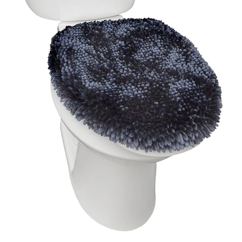 Town & Country Basics Chenille Toilet Lid Cover, Plush Soft Washable, Blue - color: Blue