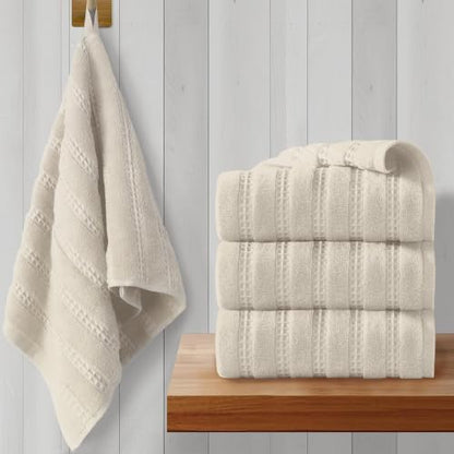 VOOVA & MOVAS Bathroom Hand Towels 4PC,13"x30", 100% Cotton,Beige | Waffle Weave Fabric, Soft Lightweight & Absorbing, Quick Dry & Non-fading, Unshrinkable - color: Beige